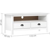 TV ormarić Hill bijeli 110 x 40 x 47 cm od masivne borovine | shoptok.hr