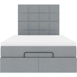 vidaXL Otomanski posteljni okvir z vzmetnico siv 120x190 cm blago | Shoptok.si
