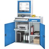 eurokraft pro računalniška delovna postaja, jeklena pločevina, vxš 1770 x 1100 mm, z ohišjem za zaslon, barva vrat svetlo siva | Shoptok.si