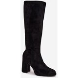 Boto Women's Boots with Stitching on Block Heel Black Brivana | Shoptok.si