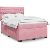  Krevet s oprugama i madracem ružičasti 140x190 cm baršunasti | shoptok.hr