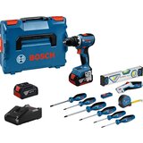 Bosch Set aku alata Bušilica odvrtač GSR 18V-65, 2×5.0Ah akumulatora, Set ručnih alata, 2×L-BOXX kofera, Punjač GAL 18V-40 u