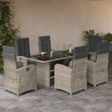  7-dijelni vrtni blagovaonski set od poliratana s jastucima sivi | shoptok.hr