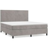  Box spring postelja z vzmetnico svetlo siva 160x200 cm žamet, (20790554) | Shoptok.si