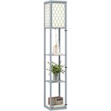 HOMCOM stoječa svetilka MDF, tkanina 26D x 26Š x 160V cm svetlo sivo+belo, (5000242753) Cene
