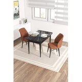 Hanah home trpezarijski set Arp, sto i 2 stolice, ploča u dekoru crnog mermera, terakota tkanina Babyface | Eponuda.com