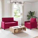  Set sofe 2 kom. Vinska crvena Baršun - boja crnog vina 1-sjedalo (60 cm) +2-sjedalo (110 cm) | shoptok.hr