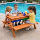 Kinder Home Dečji drveni sto sa klupama i peskarnikom – 2u1, podizna ploča | Eponuda.com
