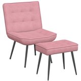 vidaXL Stol za sproščanje s stolčkom roza žamet, (21825019) | Shoptok.si