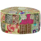 vidaXL Tabure s patchworkom okrugli pamučni 40 x 20 cm zeleni | shoptok.hr