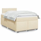 vidaXL Box spring postelja z vzmetnico krem 120x200 cm blago Cene