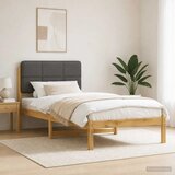  Krevetni okvir s tapiciranim uzglavljem - Bijelo prana i svijetlosiva 75 x 190 cm | shoptok.hr