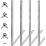 vidaXL 242138 4 Height Adjustable Table Legs Brushed Nickel 1100 mm | shoptok.hr