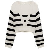 Pull&Bear Pulover ecru / črna | Shoptok.si