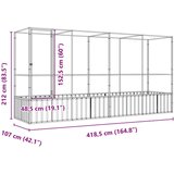  Voliera s podaljškom srebrna 418,5x107x212 cm jeklo | Shoptok.si