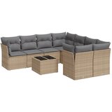vidaXL Vrtna garnitura 9-delna z blazinami bež poli ratan, (21035228) | Shoptok.si