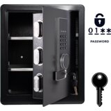 NIKCORP Oklepljen domači sef z elektronsko ključavnico in ključem, 45x38x30 cm, jeklen varnostni sef z alarmom, črn, A5S-45, (5000163087) | Shoptok.si