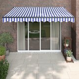 Tenda na uvlačenje plavo-bijela 3,5 x 2,5 m tkanina i aluminij | shoptok.hr