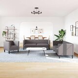  Chesterfield garnitura od 3 dijela, siva, umjetna koža | shoptok.hr