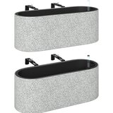 HOMESTAR Set visečih cvetličnih loncev z drenažnim sistemom 42x16x15 cm siva, (5000228392) Cene