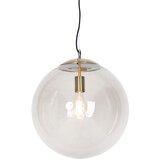 QAZQA Moderna viseča svetilka iz medenine z dimnim steklom 40 cm - krogla Cene