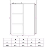  Klizna vrata 76 x 205 cm Kaljeno Staklo i Aluminij - 76 x 205 cm 2 horizontalne šipke (tamno prozirno staklo) | shoptok.hr