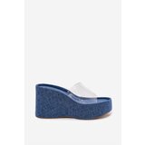 Boto Women's Wedge Sandals With Transparent Strap Denim Zolretia | shoptok.hr