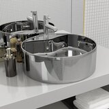 vidaXL Umivaonik sa zaštitom od prelijevanja 46,5x15,5 cm keramički srebrni | shoptok.hr