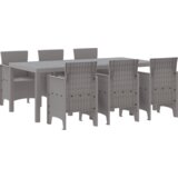 vidaXL 7-delni vrtni jedilni set svetlo siva poli ratan, (22089846) | Shoptok.si
