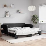 vidaXL Izvlečna dnevna postelja črna 100x200 cm blago Cene