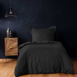 Douceur d intérieur Crna pamučna navlaka za poplun za krevet za jednu osobu 140x200 cm Lina – | shoptok.hr