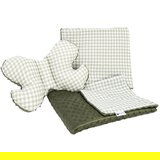 Medi Partners Set: Quilt with stroller pillow + butterfly – Checkered + green Minky | ePonuda.com