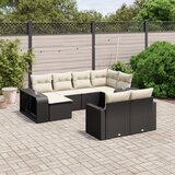vidaXL 10-dijelni set vrtnih sofa s jastucima crni od poliratana | shoptok.hr