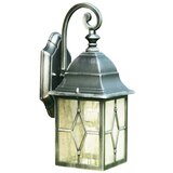 Searchlight Genoa Zunanja vrtna stenska svetilka z 1 lučjo, črno-srebrna s svinčenim steklom, E27, (22100652) | Shoptok.si