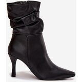 Boto Women's ankle boots with heel with ruched upper zipper black Ulisse | shoptok.hr