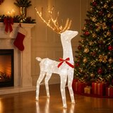  3D Božićni irvas LOVIISA 140 LED lampica Hladno bijela - Bijela tkanina 70 x 26 x 128 cm | shoptok.hr