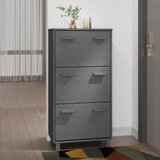 vidaXL omara za čevlje temno siva 59,5x35x117 cm trdna borovina Cene