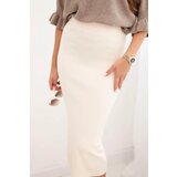 Kesi Włoski Women's viscose pencil skirt with elastic waist beige | shoptok.hr