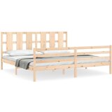 The Living Store Posteljni okvir z vzglavjem trden les - Posteljni Okvir, (21526936) | Shoptok.si