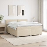  Krevet s box springom, madracem i LED-om Krem 200 x 200 cm | shoptok.hr
