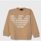 Emporio Armani Dječja pamučna dukserica boja: bež, s aplikacijom | shoptok.hr
