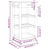  Kolica MONZA 48x40x90 cm od masivne borovine | shoptok.hr