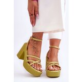 Kesi Fashionable high heel sandals with belts lime Shemira | shoptok.hr