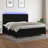 vidaXL Box spring postelja z vzmetnico LED črna 200x200 cm blago Cene