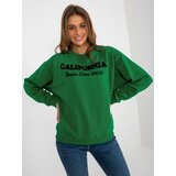 Fashion Hunters Dark green loose hoodie with inscriptions Cene