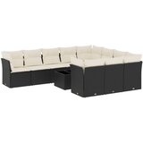  11-dijelni set vrtnih sofa od poliratana s jastucima crni Crna 289 x 234 x 69 cm | Shoptok.si