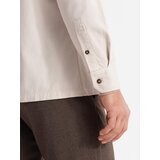 Ombre Men's REGULAR FIT cotton shirt with buttoned pockets - cream | Shoptok.si
