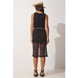  Women's Black Rope Belt Lace Textured Knitted Dress | Eponuda.ba