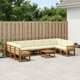  Set vanjskih sofa 11 kom. Prirodna i krem Čvrsto drvo akacije | shoptok.hr