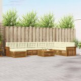  Set vanjskih sofa 9 kom. Prirodna i krem Čvrsto drvo akacije | shoptok.hr